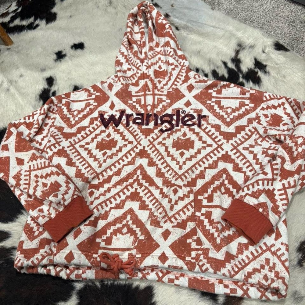 Wrangler Retro Cream and Rust Hooded Pullover